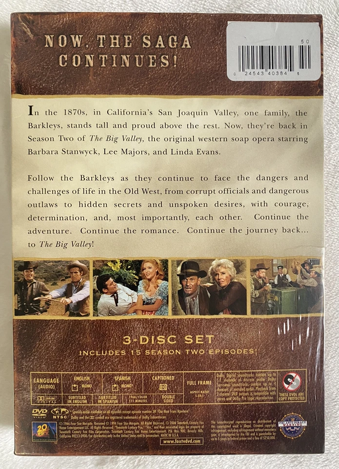 New The Big Valley: Season Two, Volume One 2006 Factory Sealed DVD - Image 3 of 4