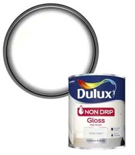 Dulux Non Drip Gloss Trim Paint For Wood  Metal  750ml White Cotton