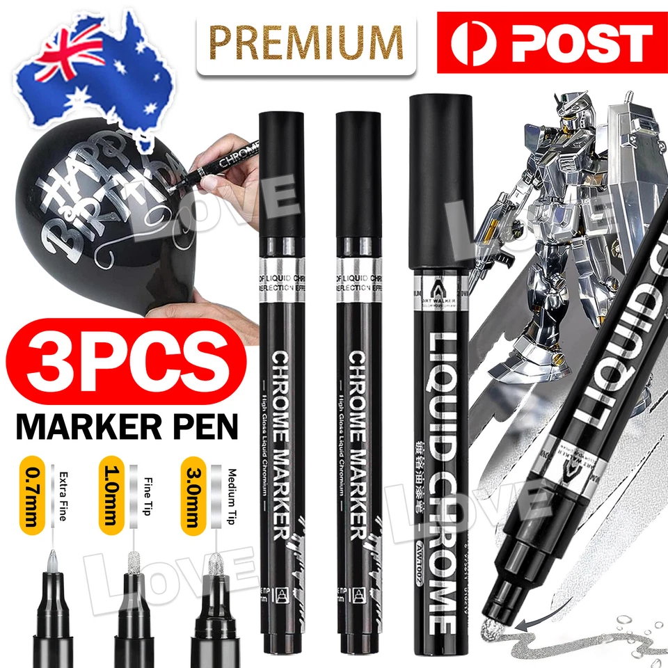 3pcs Liquid Chrome Marker Mirror Liquid Markers Pen Chrome Paint Pen Set ee
