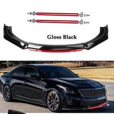 Front Bumper Lip Body Kit Splitter Spoiler For Cadillac CTS ATS Glossy Black Red