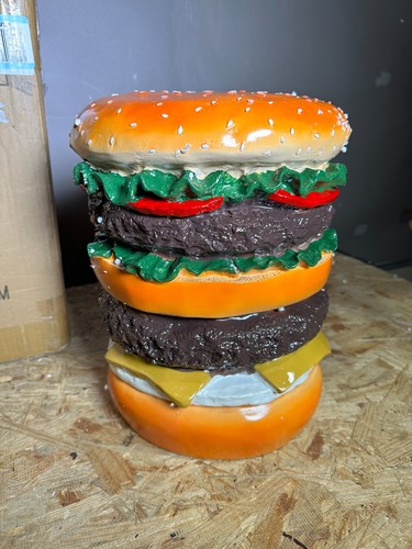 Homegoods 13.5'' Rare Vinyl Cheeseburger Stool Burger Stool Table Viral TIKTOK - Picture 4 of 7