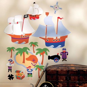 Wandsticker Wandbild Piraten Kinderzimmer Junge Vorgeleimt Wandaufkleber Pirat Ebay