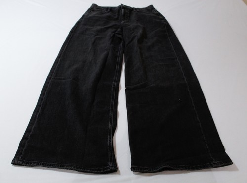 American Eagle Damen lange verträumte drapierte kurvige Baggy HR Jeans LB3 schwarz Größe 10L