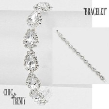TEARDROP CLEAR BRACELET RHINESTONE CRYSTAL FORMAL FASHION JEWELRY CHIC 