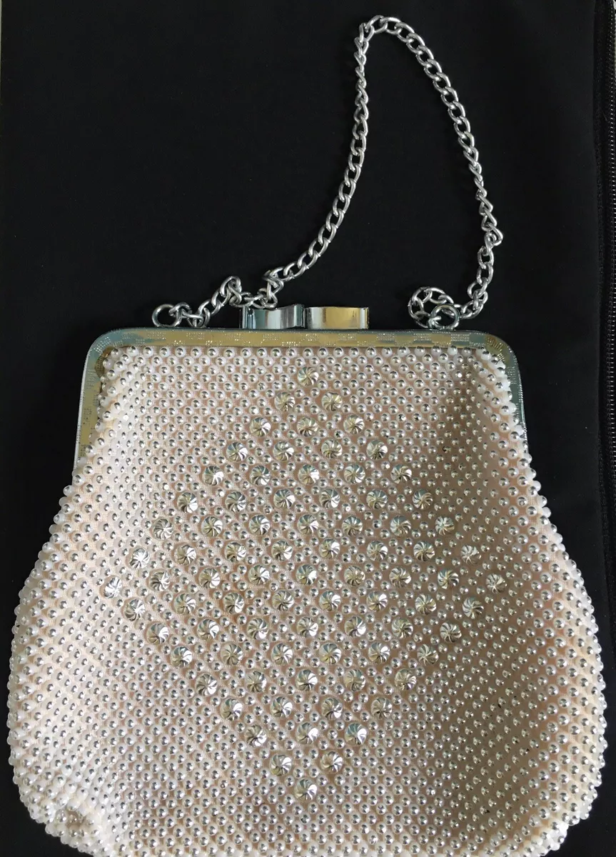 Silver beaded outlet evening bag