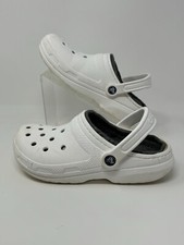 Crocs Adult Classic Lined Clog White w/Gray Faux Fur Size Men's M5 Women's W7