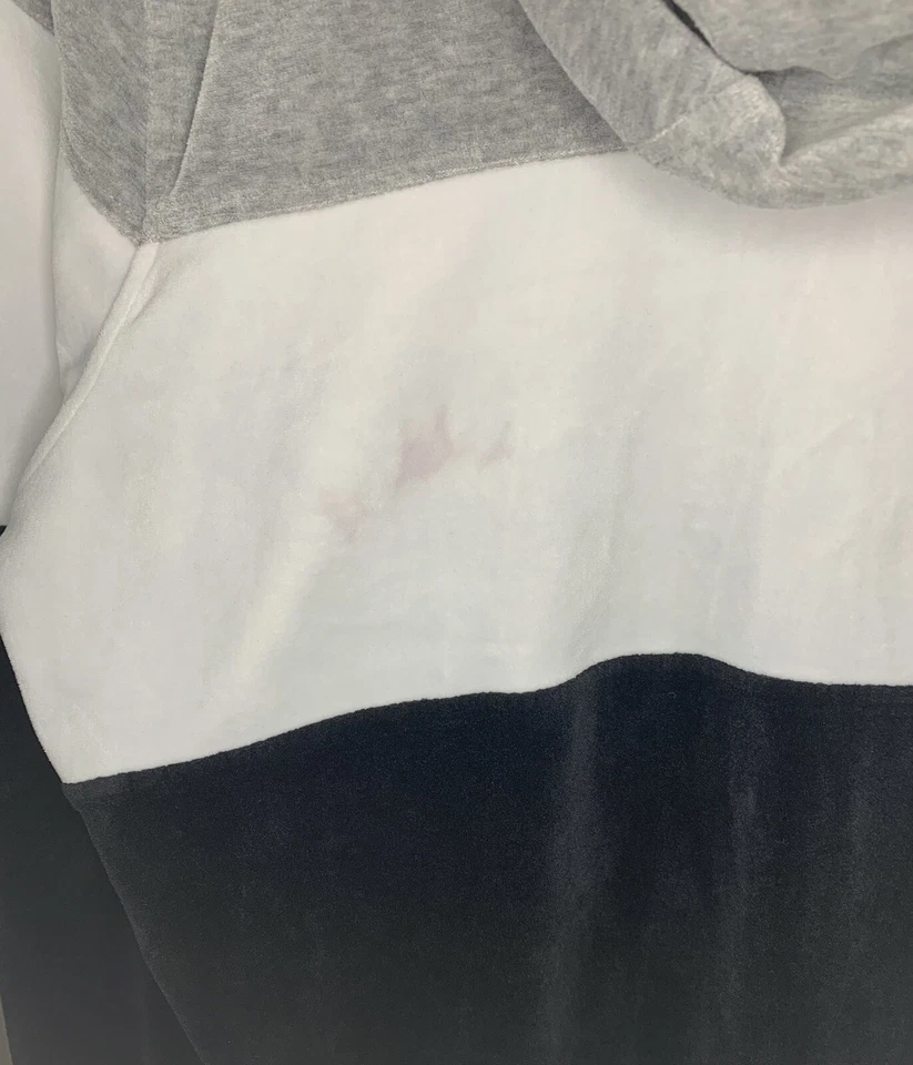 Fila Velour Black/Gray/White Stripe Full Zip Track Hoodie Jacket Fleece Large - Image 4 of 4