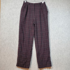 Pendleton Pants Womens 12 Black Plaid Dress Wool Classic Fit Flat Front Vintage
