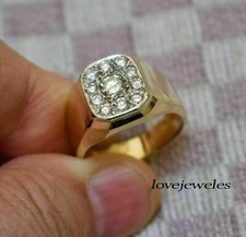 1.5CT Round Cut Real Moissanite Men's Engagement Wedding Ring 14K 2-Tone Gold FN