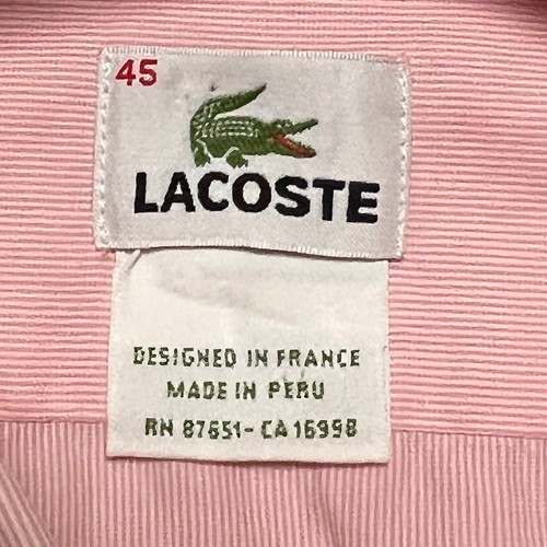 Lacoste Mens Pink Striped Long Sleeve Button Down Dress Shirt Size 45 - Picture 4 of 9