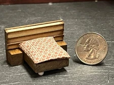 Dollhouse Miniature Bed Wood W 1:48 Quarter inch scale 1/4 F180 Dollys Gallery