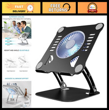Adjustable Laptop Cooling Stand with 3-Speed Fan for 10-15" Notebooks - Black