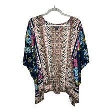 Angie Womens Kimono Top Open Large Floral 3/4 Sleeves Boho Flowy Topper