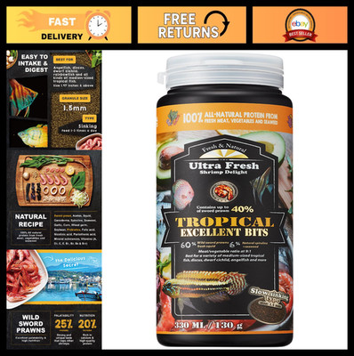 Tropical Fish Food - Natural Color Enhancer, Slow Sinking Pellets for Discus & C