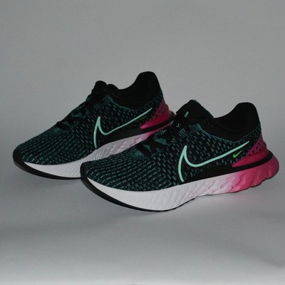 Nike Womens React Infinity Run Flyknit 3 Black Turquoise SZ 7.5 DD3024 003 USED