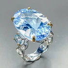 IF gemstone 30 ct Natural Blue Topaz Ring 925 Sterling Silver Size 8 /R469673