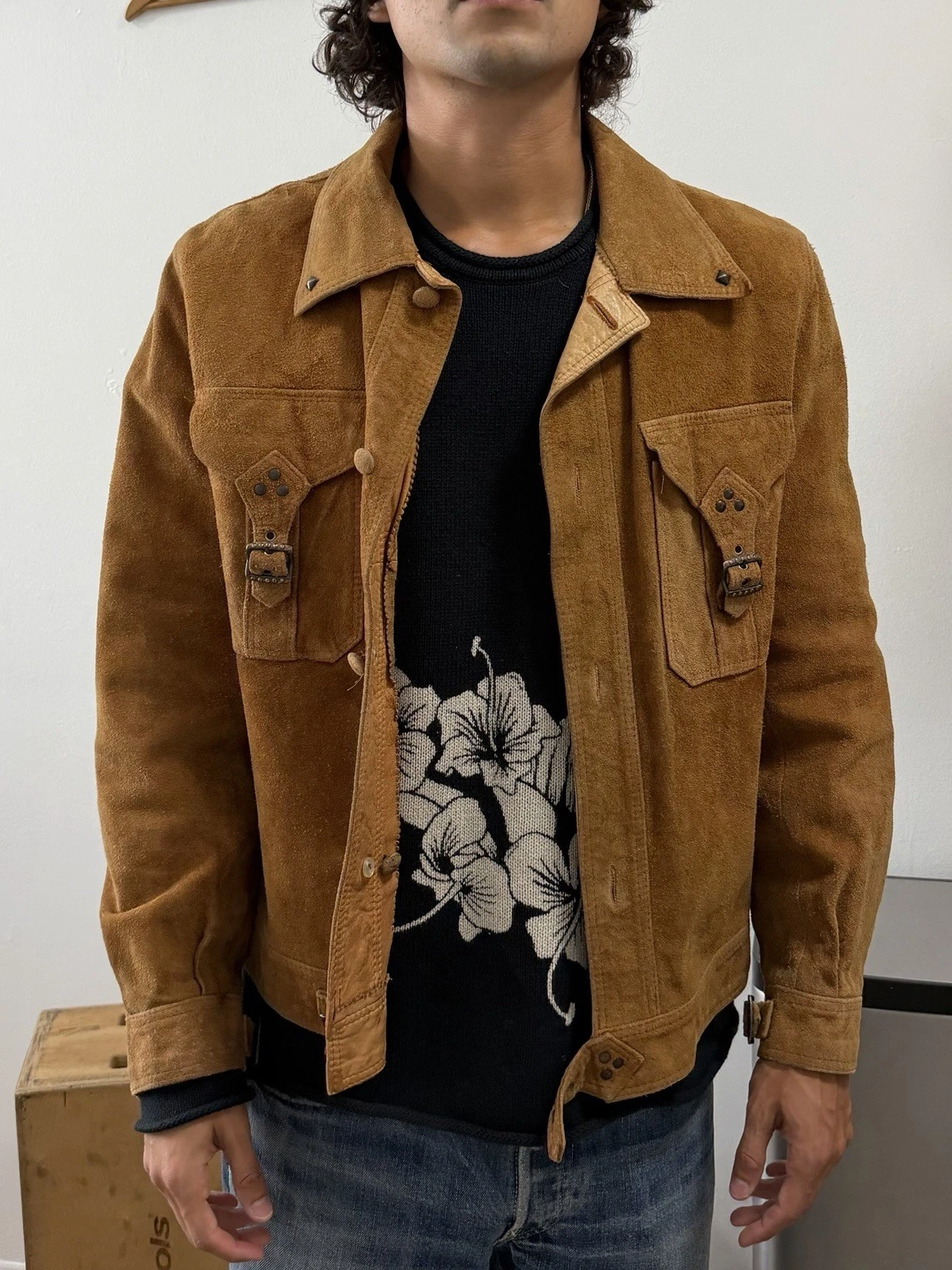 Vintage Brown Suede Leather Jacket Size 40 Western (RRL STYLE) Made In Hong Kong image 18