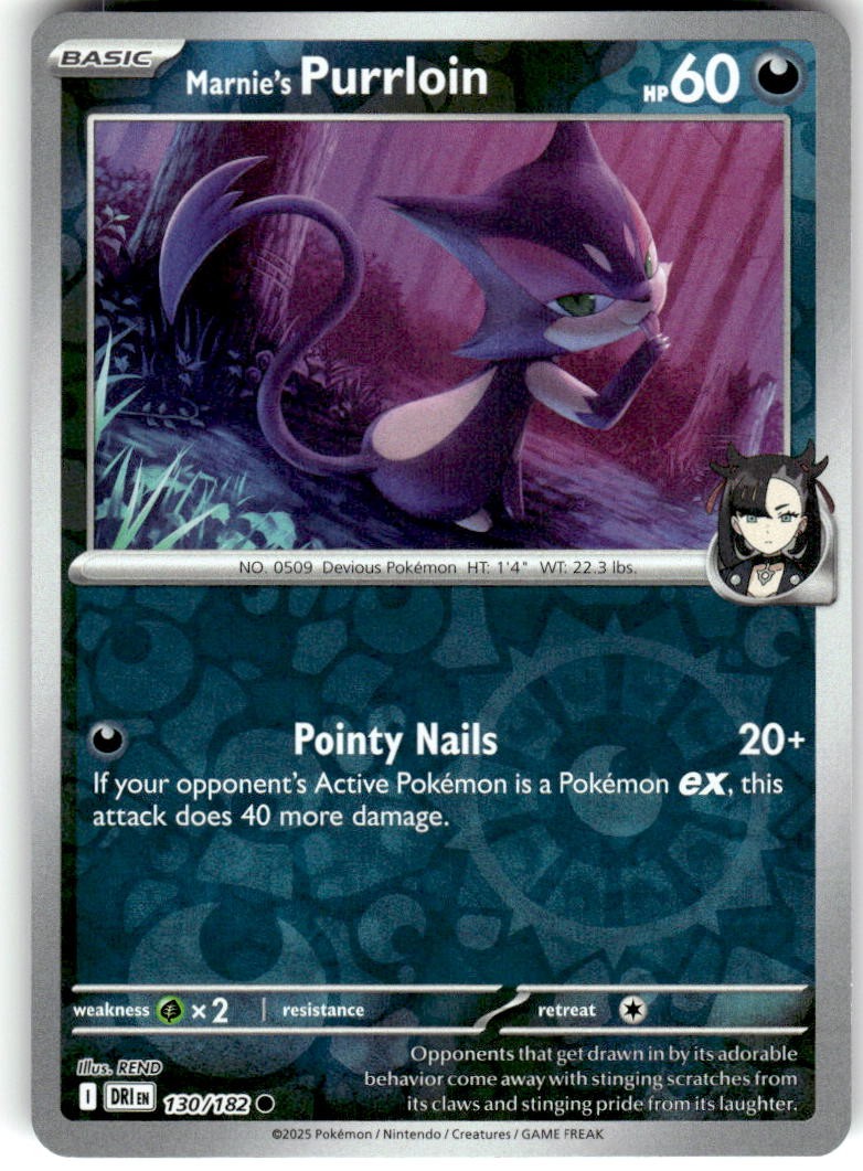 Marnie's Purrloin 130/182 Common Destined Rivals Pokemon Reverse Holo NM/M