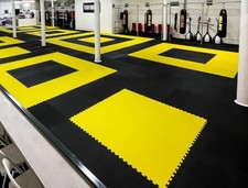 40mm Martial Arts Jigsaw Mats 1m2 Yellow/Black Karate TKD Judo BJJ Muay Thai