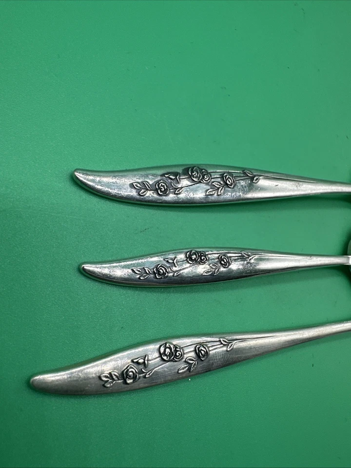 Juego de 3 cucharas para servir Belle Rose Oneida Heirloom de plata de ley, tenedor 68,7 g Foto 3 de 4