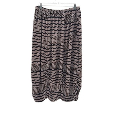 Dress To Kill Jane Mohr Skirt Lagenlook Boho Women Size 1 Gray Tan Black Stripe