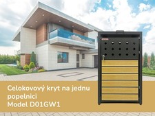 Wiata śmietnikowa D01GW1, metalowa pokrywa, nowoczesna, antracyt/brąz - N