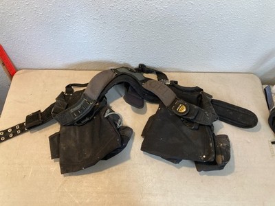 Heavy Duty Padded Tool Belt Suspenders Combo - Multi-Pouch Carpenter Work Rig