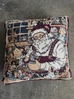 Vintage Christmas Santa’s Workshop Tapestry Throw Pillow With Feather Insert