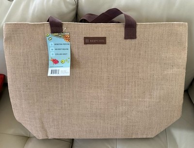 Keep Cool Burlap Shopping Cooler Insulated Bag 24  X 16  New