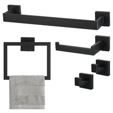 5pcs Bathroom Hardware Set 15.7" Stainless Steel Towel Bar Toilet Paper Holder