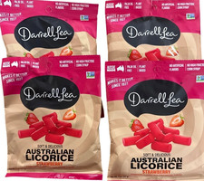 Darrell Lea STRAWBERRY Australian Licorice -Soft & Delicious Licorice {4 BAGS}