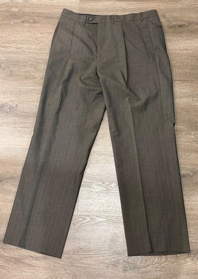 Corneliani Mens Trousers 36x29 Virgin Wool Brown Pinstripe Luxury Italy