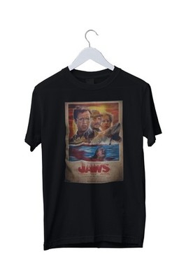 Jaws Aged T-Shirt Poster Retro Kunst Hai T-Shirt Herren S M L XL 2 3 4 XL  