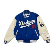 RARE VTG 90s MLB LOS ANGELES DODGERS PIAZZA 31 STARTER VARSITY JACKET SIZE M