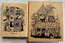 Lot of 2 Stampin' Up 1995 HAPPY HAUNTING HALLOWEEN  1989 DOTS Haunted House