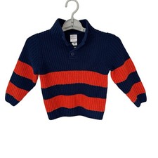 HANNA ANDERSSON Sweater Childrens Size 5 Navy Blue Orange Chunky Knit Pullover