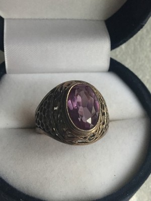 Amethyst 875 Rings Russian Soviet Silver&Amethyst lab vintage USSR