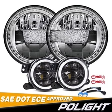 7'' LED Headlight DRL 4'' Fog Light Set for 2007-2018 Jeep Wrangler JK 2 4-Door