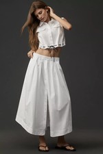 NWT Anthropologie Maeve Cotton Poplin Buttondown Midi Skirt Sz. Medium