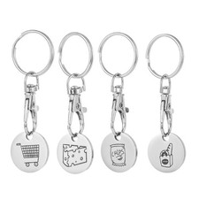 4 Pack Supermarket Trolley Tokens Keychain Unique Shopping Cart Coin Keyrings