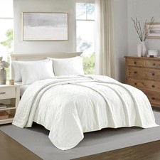 Ultrasonic Quilt Set 3-Piece Bedding Set Pre Full/Queen Ultrasonic-white