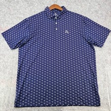 Rhoback Mens XL Performance Polo Shirt Navy Blue Palmetto Moon Golf Short Sleeve