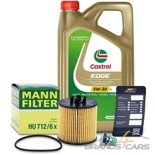 MANN-FILTER ÖLFILTER+5L CASTROL EDGE 5W-30 LL FÜR SEAT LEON 1P 1.4 TSI 