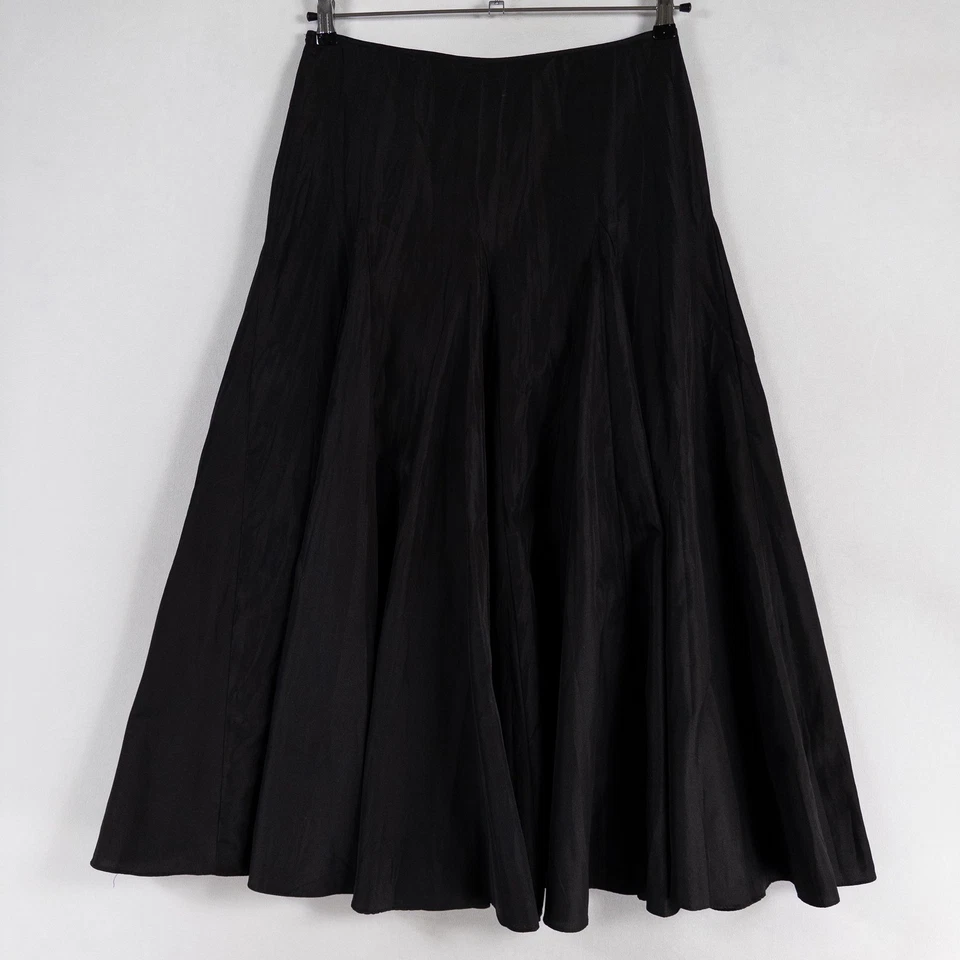 Tape Measure Maxi Skirt Womens 6 Black Gored Flared Taffeta Witchy Elegant Goth - Image 3 of 4