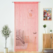 YaoYue Beaded Curtain Door String Curtains for 39"W x 79"L Pack of 1 , Pink