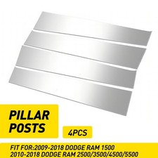 4PC Pillar Post Covers For Trim 2009-18 Dodge Ram Crew/Quad Cab 1500 2500 Chrome
