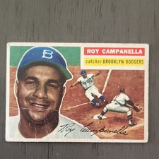 Topps 1956 Roy Campanella #101 Brooklyn Dodgers White Back Baseball Card