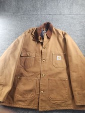 Carhartt C01 Brown Duck Chore Coat Blanket Lined USA Made Oversized