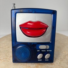 Vintage Talking Lips Portable FM Radio Blue T...