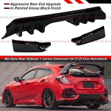 For 17-21 Civic Hatchback Mu Style Gloss Black Rear Bumper Diffuser Side Spats For 17-21 Civic Hatchback Mu Style Gloss Black Rear Bumper Diffuser Side Spats